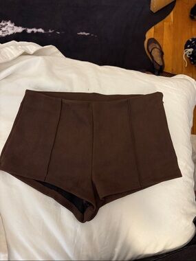 Superdown Mini Brown Suede Shorts